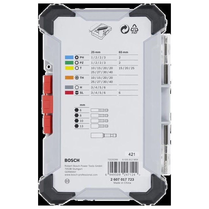 Coffret d'embouts de vissage - Bosch - 2607017723 - 43 pieces - Acier S2 - Boîte Pick and Click Coffret d'embouts de vissage - Bosch - 2607017723 - 43 pieces - Acier S2 - Boîte Pick and Click
