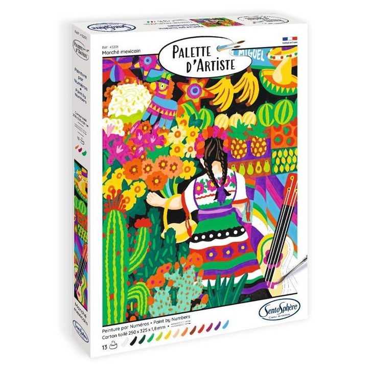 Peinture acrylique - SENTOSPHERE - Palette D'artiste - Marché Mexicain - Peinture a numéro pour adulte - Tableau toilée Peinture acrylique - SENTOSPHERE - Palette D'artiste - Marché Mexicain - Peinture a numéro pour adulte - Tableau toilée