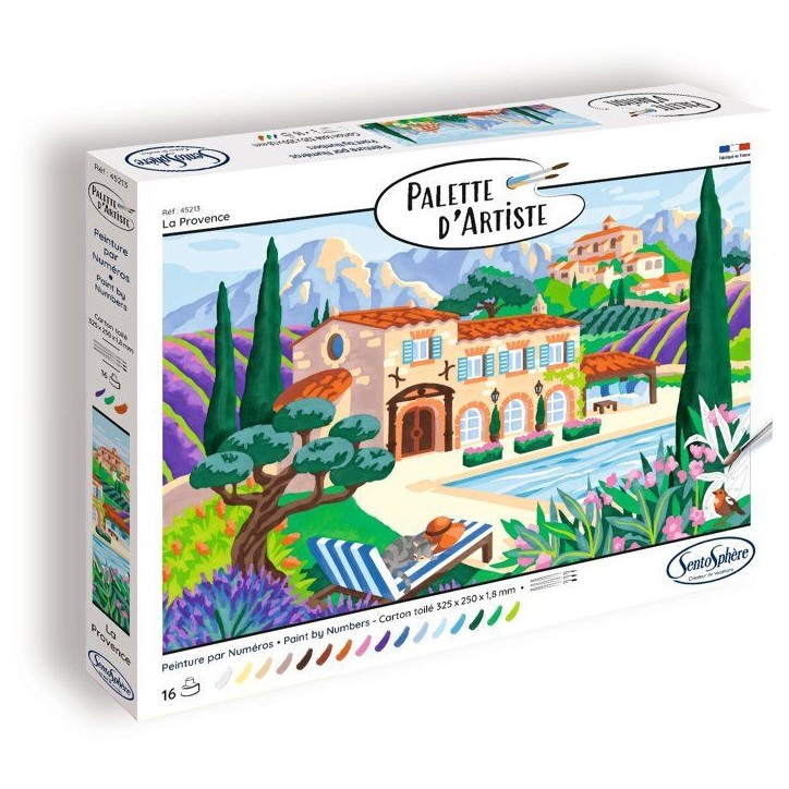 Peinture acrylique - SENTOSPHERE - Palette D'artiste - La Provence - Peinture a numéro pour adulte - Tableau en carte toilée Peinture acrylique - SENTOSPHERE - Palette D'artiste - La Provence - Peinture a numéro pour adulte - Tableau en carte toilée