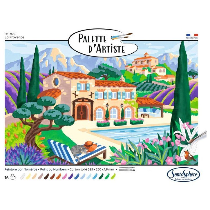 Peinture acrylique - SENTOSPHERE - Palette D'artiste - La Provence - Peinture a numéro pour adulte - Tableau en carte toilée Peinture acrylique - SENTOSPHERE - Palette D'artiste - La Provence - Peinture a numéro pour adulte - Tableau en carte toilée