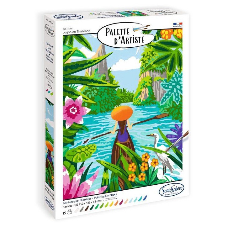 Peinture acrylique - SENTOSPHERE - Palette D'artiste - Lagon en Thailande - Peinture a numéro pour adulte - Tableau toilée Peinture acrylique - SENTOSPHERE - Palette D'artiste - Lagon en Thailande - Peinture a numéro pour adulte - Tableau toilée