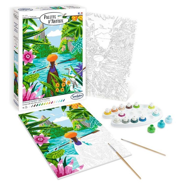 Peinture acrylique - SENTOSPHERE - Palette D'artiste - Lagon en Thailande - Peinture a numéro pour adulte - Tableau toilée Peinture acrylique - SENTOSPHERE - Palette D'artiste - Lagon en Thailande - Peinture a numéro pour adulte - Tableau toilée