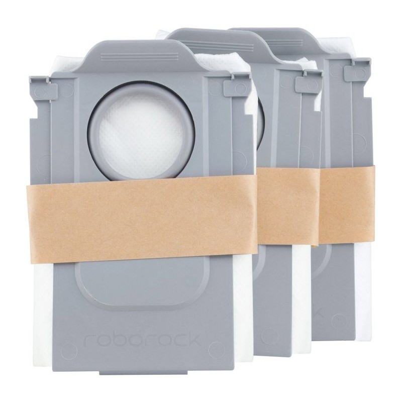 Lot de 3 sacs a poussiere - ROBOROCK - Pour QREVO et SAROS - Blanc