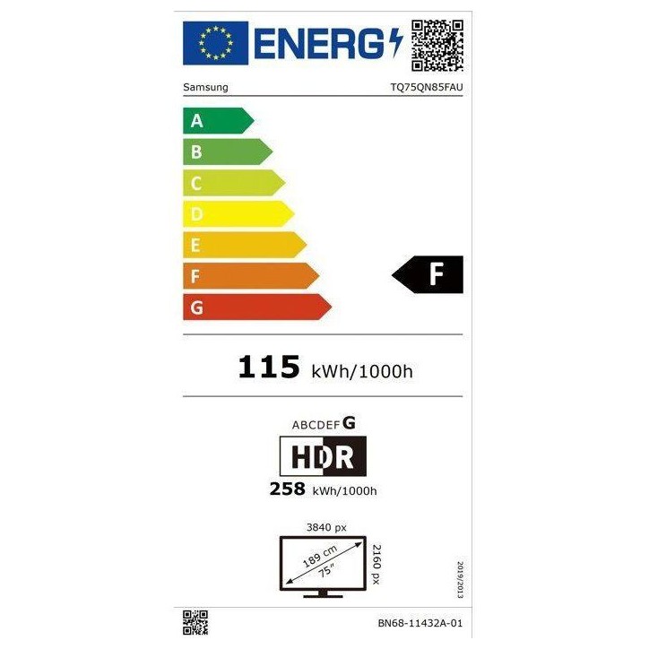 Samsung Neo QLED 75QN85F - TV MiniLED QLED 75 (190 cm) - 4K UHD 3840x2160 - HDR10+ - 144 Hz - Smart TV - 4xHDMI - WiFi