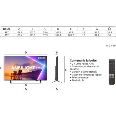 Philips 85PUS8500 Ambilight - TV QLED 85 (215 cm) - 4K UHD 3840x2160 -