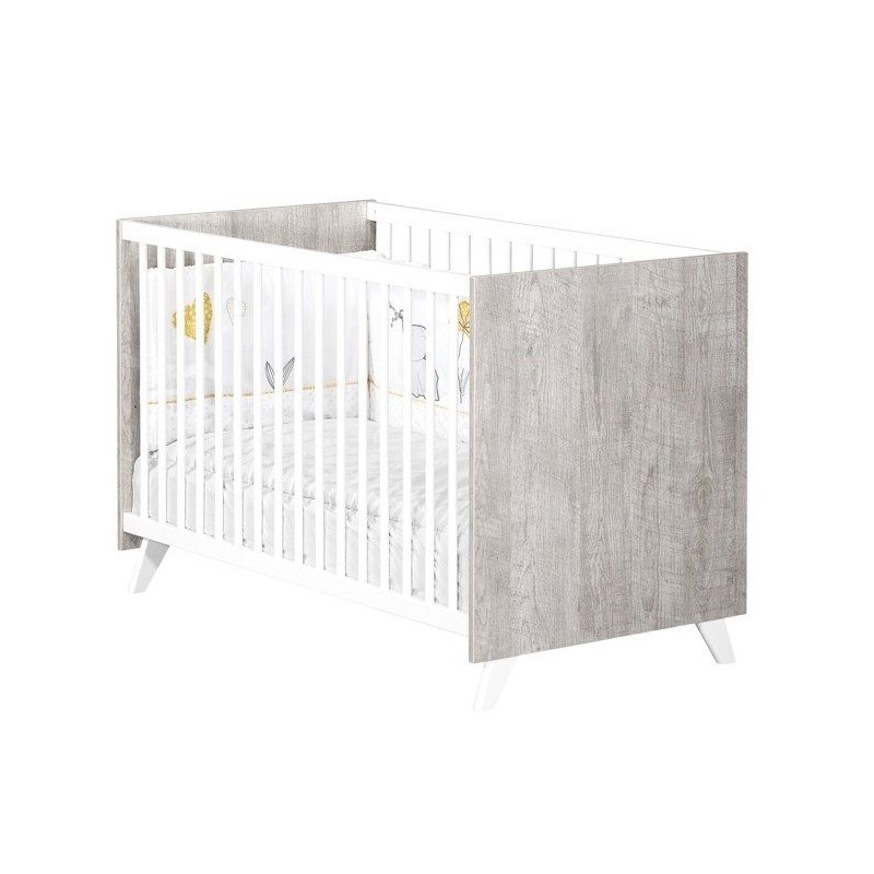 Lit bébé - 120 x 60 cm - Babyprice Scandi gris - En bois