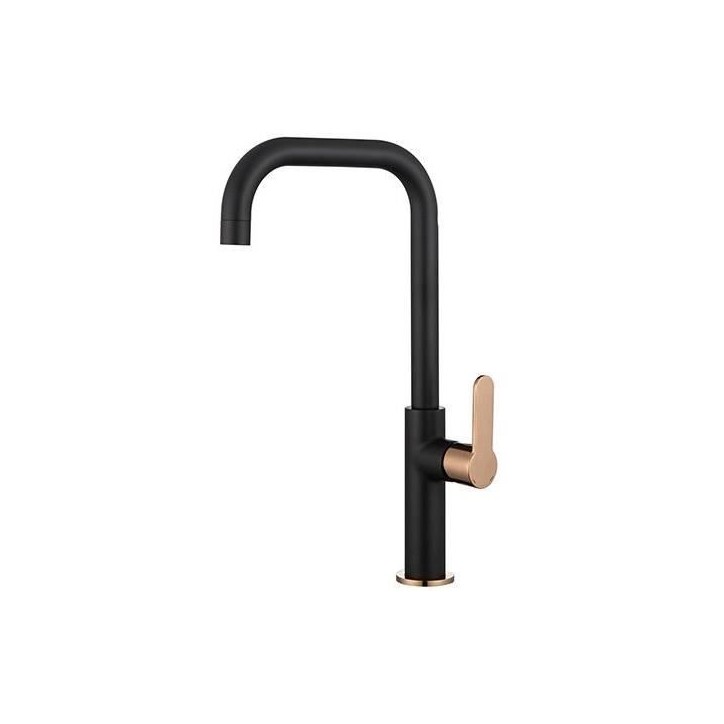 Mitigeur évier - EDOUARD ROUSSEAU - Laobane - Embase Ø 50 mm - Tube mobile - Noir / Rose Gold Mitigeur évier - EDOUARD ROUSSEAU - Laobane - Embase Ø 50 mm - Tube mobile - Noir / Rose Gold