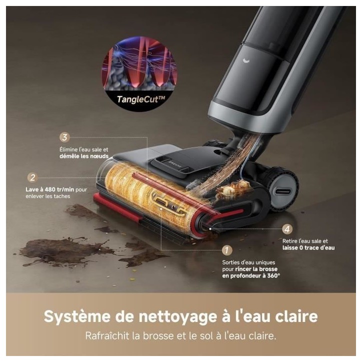 DREAME H15 Pro Heat Aspirateur Laveur - Nettoyage des sols a 85 °C - Bras robotisé IA GapFree - Capteur RVB intelligent - 22 k DREAME H15 Pro Heat Aspirateur Laveur - Nettoyage des sols a 85 °C - Bras robotisé IA GapFree - Capteur RVB intelligent - 22 k