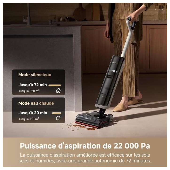DREAME H15 Pro Heat Aspirateur Laveur - Nettoyage des sols a 85 °C - Bras robotisé IA GapFree - Capteur RVB intelligent - 22 k DREAME H15 Pro Heat Aspirateur Laveur - Nettoyage des sols a 85 °C - Bras robotisé IA GapFree - Capteur RVB intelligent - 22 k
