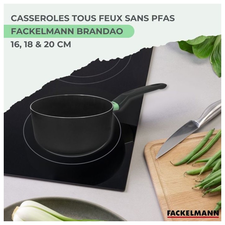 Set de 3 casseroles antiadhésives céramique 16, 18 et 20 cm Fackelmann Brandao Set de 3 casseroles antiadhésives céramique 16, 18 et 20 cm Fackelmann Brandao