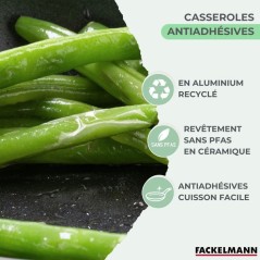 Set de 3 casseroles antiadhésives céramique 16, 18 et 20 cm Fackelma