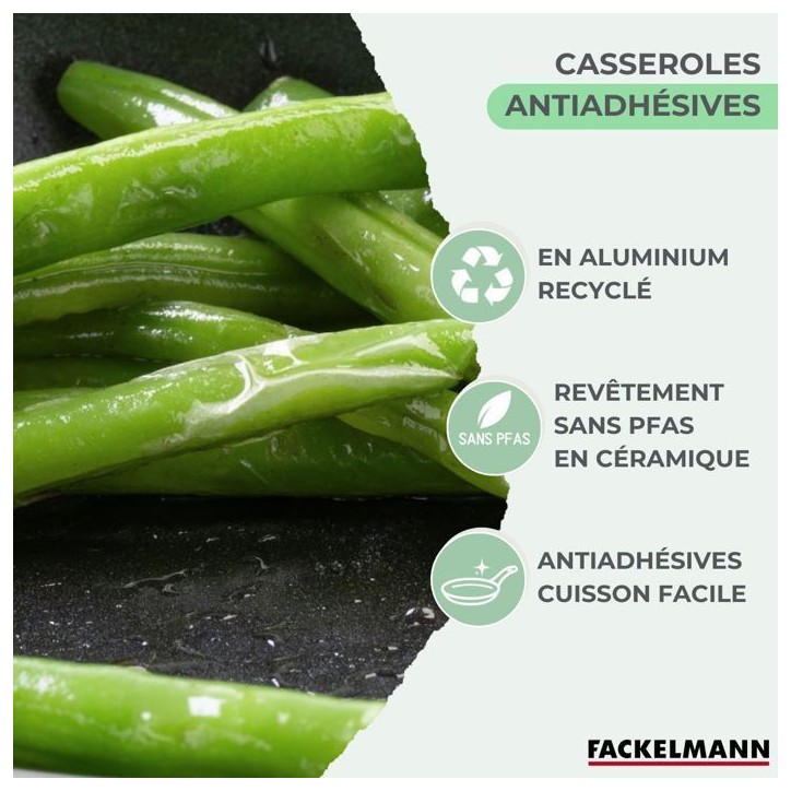 Set de 3 casseroles antiadhésives céramique 16, 18 et 20 cm Fackelmann Brandao Set de 3 casseroles antiadhésives céramique 16, 18 et 20 cm Fackelmann Brandao
