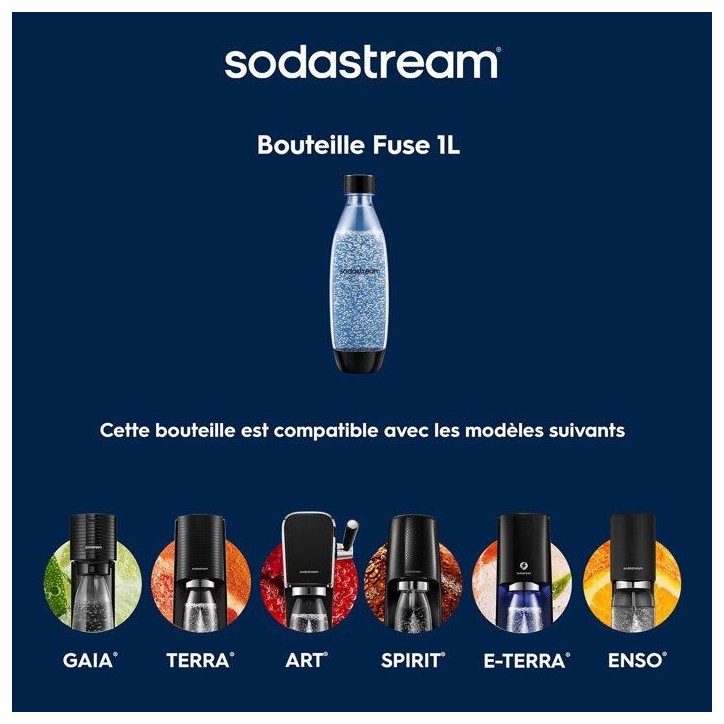 Bouteille gazeuse SODASTREAM - Fuse Pepsi Metal Edition Limitée - 1 L - Compatible lave-vaisselle - Sans BPA - Design collector