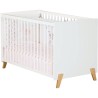 Lit bébé - 120 x 60 cm - Babyprice Joy Naturel - Blanc - Sur pieds e