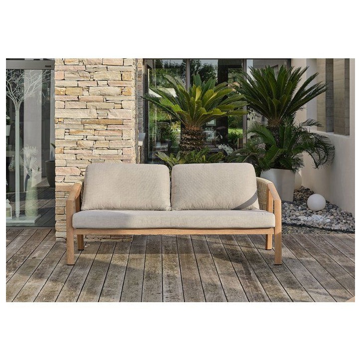 Salon bas de jardin - Gris - Aluminium imitation bois - 5 places - Goya Salon bas de jardin - Gris - Aluminium imitation bois - 5 places - Goya