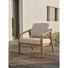 Salon bas de jardin - Gris - Aluminium imitation bois - 5 places - Goy