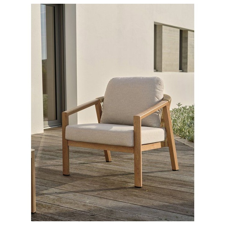 Salon bas de jardin - Gris - Aluminium imitation bois - 5 places - Goya Salon bas de jardin - Gris - Aluminium imitation bois - 5 places - Goya