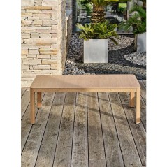 Salon bas de jardin - Gris - Aluminium imitation bois - 5 places - Goy