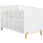 Lit bébé - 120 x 60 cm - Babyprice Joy Naturel - Blanc - Sur pieds en bois naturel Lit bébé - 120 x 60 cm - Babyprice Joy Naturel - Blanc - Sur pieds en bois naturel