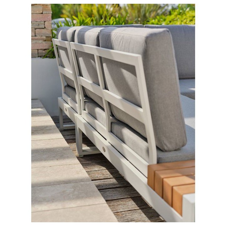 Salon de jardin d'angle - Blanc - Teck et aluminium - 6 places - Valencia Salon de jardin d'angle - Blanc - Teck et aluminium - 6 places - Valencia