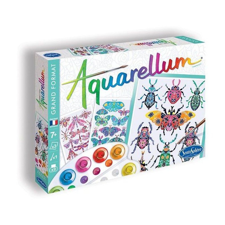 Peinture aquerelle - SENTOSPHERE - Aquarellum - Insectarium - 9 couleurs - 3 tableaux - Sertissage sur papier - Des 7 ans Peinture aquerelle - SENTOSPHERE - Aquarellum - Insectarium - 9 couleurs - 3 tableaux - Sertissage sur papier - Des 7 ans