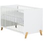 Lit bébé - 120 x 60 cm - Babyprice Joy Naturel - Blanc - Sur pieds en bois naturel Lit bébé - 120 x 60 cm - Babyprice Joy Naturel - Blanc - Sur pieds en bois naturel