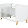 Lit bébé - 120 x 60 cm - Babyprice Joy Naturel - Blanc - Sur pieds e