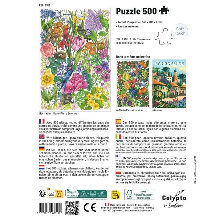 Puzzle - SENTOSPHERE - Calypto - 500 pieces - Les fleurs du Printemps - Toucher soyeux - Des 8 ans Puzzle - SENTOSPHERE - Calypto - 500 pieces - Les fleurs du Printemps - Toucher soyeux - Des 8 ans