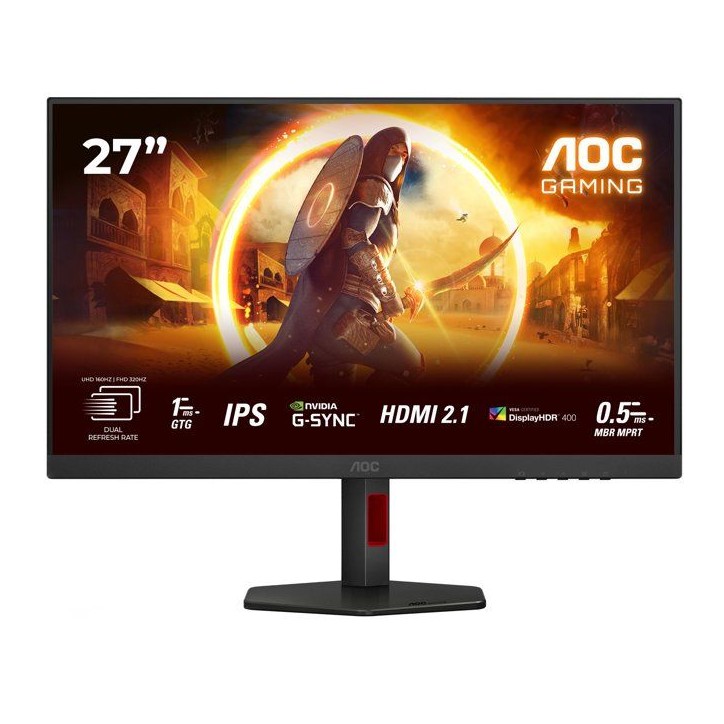 Ecran PC Gamer - AOC - 27'' - 4K 160Hz / FHD 320Hz - Dalle Fast IPS - 0,5ms - Ajustable en hauteur - U27G4R Ecran PC Gamer - AOC - 27'' - 4K 160Hz / FHD 320Hz - Dalle Fast IPS - 0,5ms - Ajustable en hauteur - U27G4R