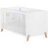 Lit évolutif - 140x70cm - Babyprice Joy Naturel - Blanc sur pieds en