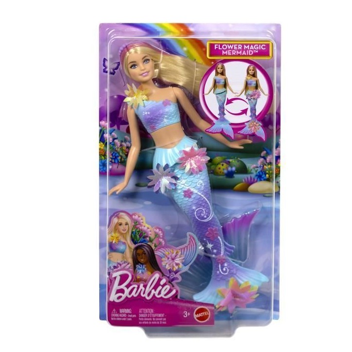 Poupée Sirene - Barbie - Flower Magic - Fleurs Éclorent - Jouable dans l'Eau - Multicolore