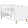 Lit évolutif - 140x70cm - Babyprice Joy Naturel - Blanc sur pieds en