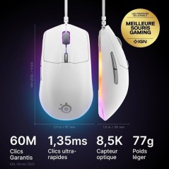 Souris gaming filaire - STEELSERIES - Rival 3 Gen 2 - Blanc