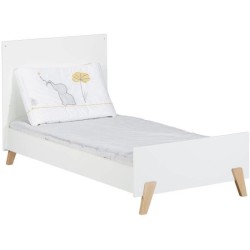 Lit évolutif - 140x70cm - Babyprice Joy Naturel - Blanc sur pieds en