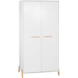 Armoire bébé Joy Naturel - Blanche - Sur pieds en bois naturel - 2 p
