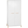 Armoire bébé Joy Naturel - Blanche - Sur pieds en bois naturel - 2 p