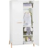 Armoire bébé Joy Naturel - Blanche - Sur pieds en bois naturel - 2 p