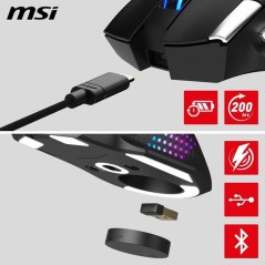 Souris gamer sans fil Bluetooth/2,4 GHz/USB - MSI VERSA PRO Wireless -