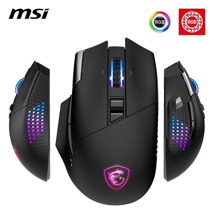 Souris gamer sans fil Bluetooth/2,4 GHz/USB - MSI VERSA PRO Wireless - Station de charge - Noir Souris gamer sans fil Bluetooth/2,4 GHz/USB - MSI VERSA PRO Wireless - Station de charge - Noir