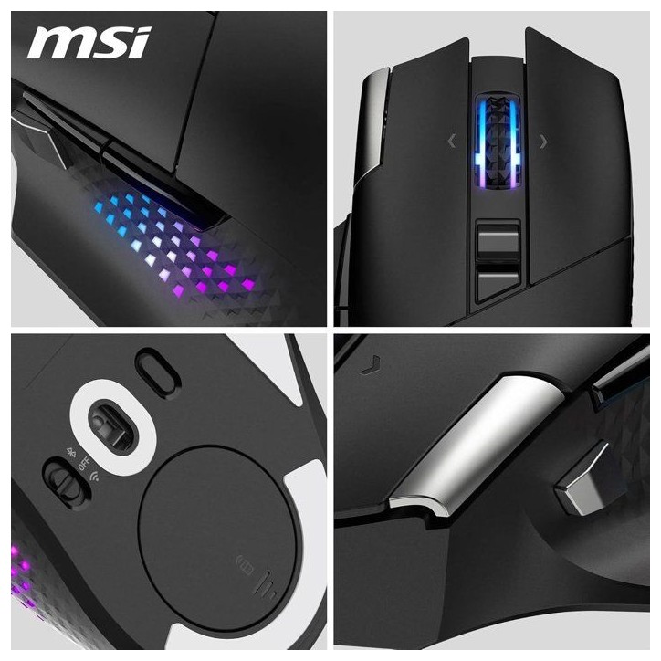 Souris gamer sans fil Bluetooth/2,4 GHz/USB - MSI VERSA PRO Wireless - Station de charge - Noir Souris gamer sans fil Bluetooth/2,4 GHz/USB - MSI VERSA PRO Wireless - Station de charge - Noir