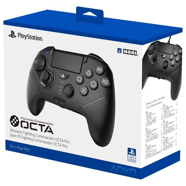 Manette de jeu - PC et PS5 - Fighting Commander Octa Pro - Sans fil - PlayStation - Noir - Boutons programmables - Hori