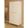 Armoire bébé Joy Naturel - Blanche - Sur pieds en bois naturel - 2 p