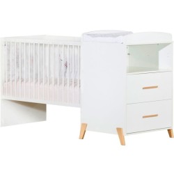 Lit Combiné - 120x60cm - Evolutif en 90x190cm - Babyprice Joy Naturel