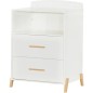 Lit Combiné - 120x60cm - Evolutif en 90x190cm - Babyprice Joy Naturel - Blanc sur pieds en bois naturel