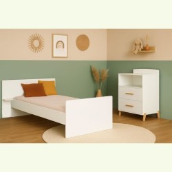 Lit Combiné - 120x60cm - Evolutif en 90x190cm - Babyprice Joy Naturel
