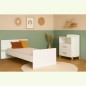 Lit Combiné - 120x60cm - Evolutif en 90x190cm - Babyprice Joy Naturel - Blanc sur pieds en bois naturel