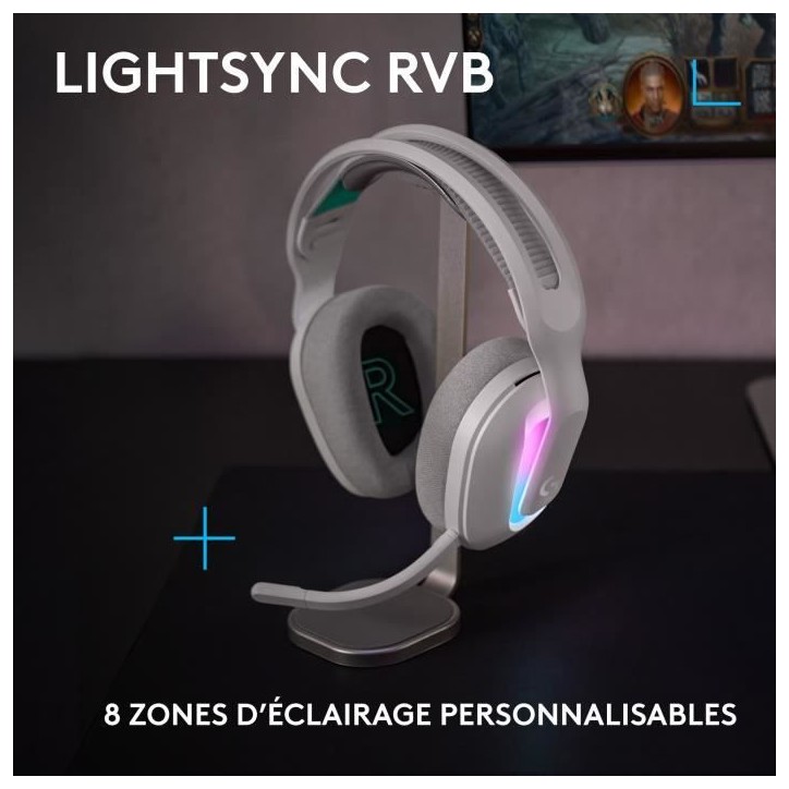 Casque gamer - sans fil - Logitech G - G522 - Lightspeed - Blanc Casque gamer - sans fil - Logitech G - G522 - Lightspeed - Blanc