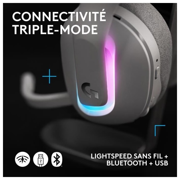 Casque gamer - sans fil - Logitech G - G522 - Lightspeed - Blanc Casque gamer - sans fil - Logitech G - G522 - Lightspeed - Blanc