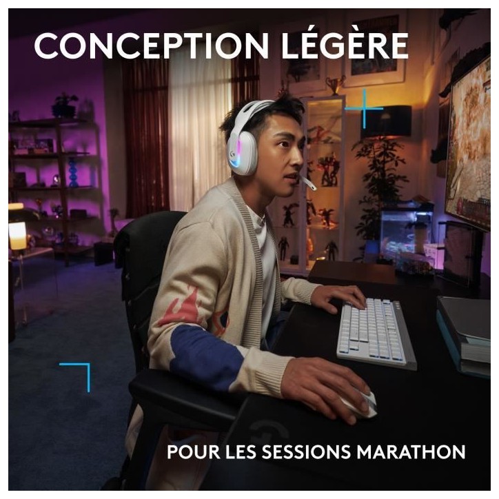 Casque gamer - sans fil - Logitech G - G522 - Lightspeed - Blanc Casque gamer - sans fil - Logitech G - G522 - Lightspeed - Blanc