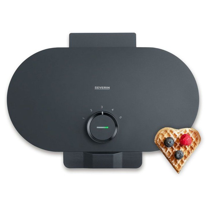 Gaufrier duo - SEVERIN - WA2118 - 1200 W - Formes de coeur - Revetement céramique anti-adhésif - Noir